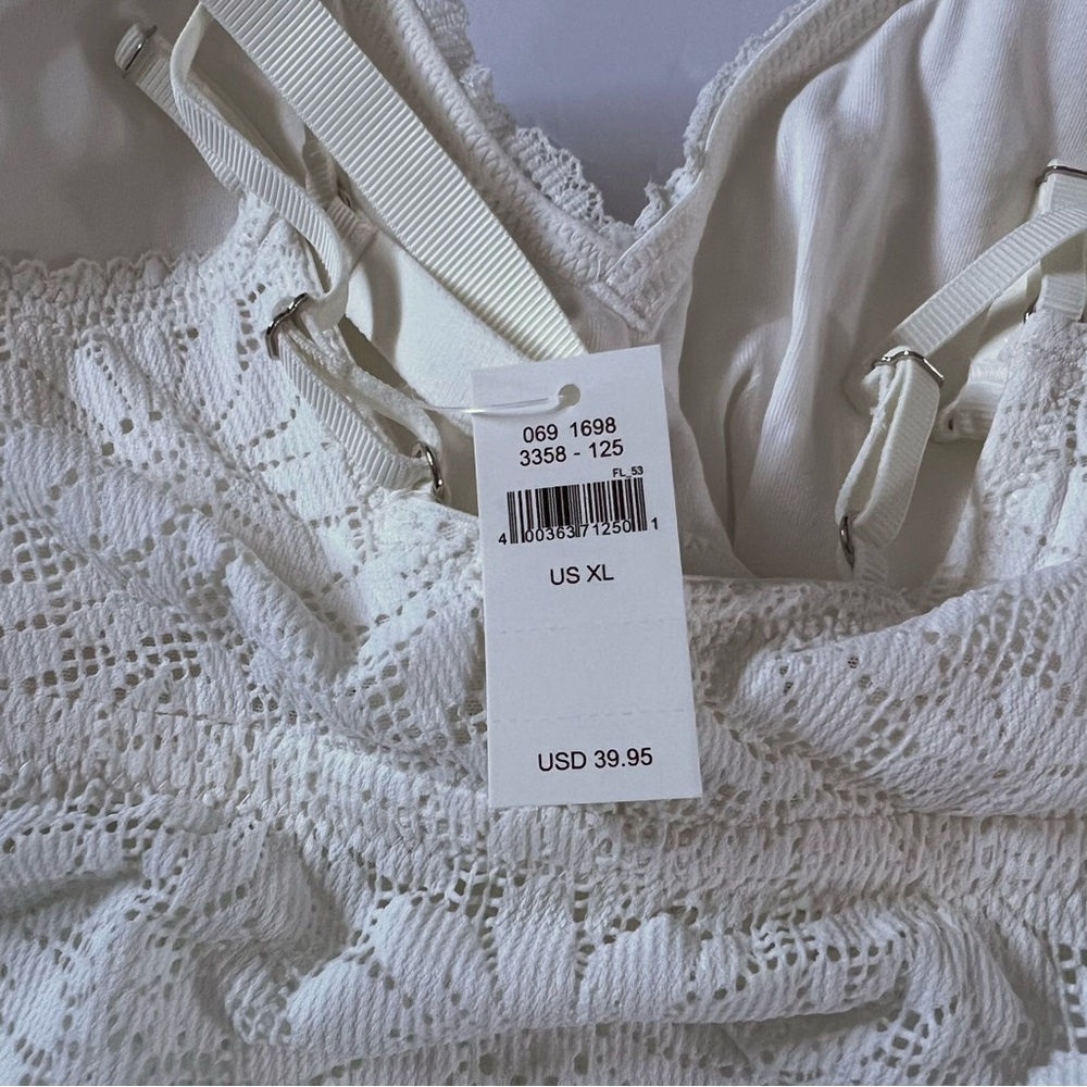 Aerie Textured Lace Padded Longline Bralette in Creamy White Size XL - Picture 8 of 11